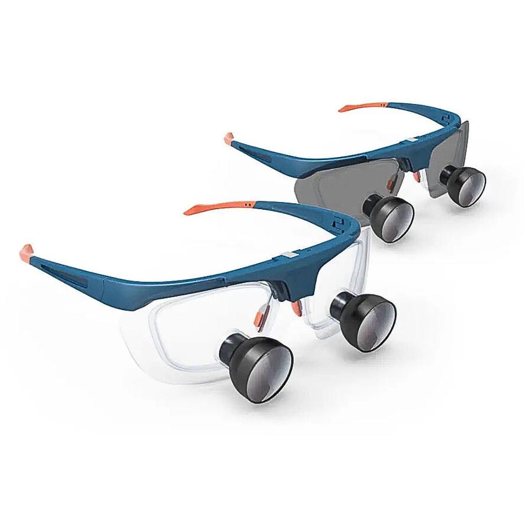 Galilean TTL Loupebrillen, 2,5X/420mm vergroting, 62mm interpupilair, op bril met geïntegreerde oculairen