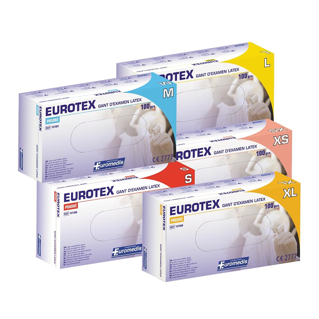 EUROTEX latex gepoederde onderzoekshandschoenen