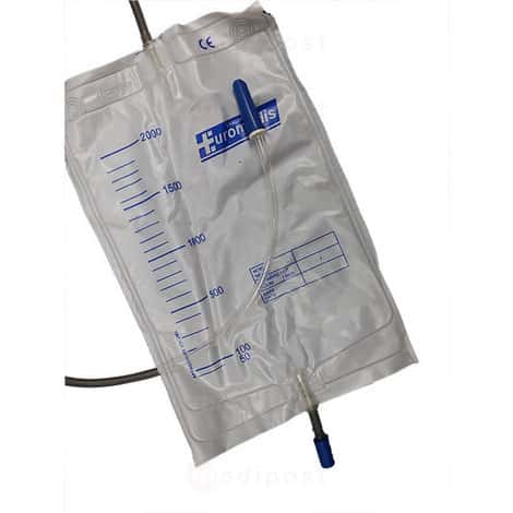 Poche à urine avec valve vidangeable 2 litres