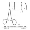 Pince hémo. moustique Halsted MICRO courbe 1x2 dents 12.5cm